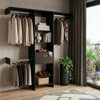 98" Black Multi-Tier Wood Single Drawer Closet System