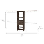 118" Dark Brown Wood Closet System