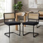 Set of Two Black Upholstered Velvet Dining Side Chairs
