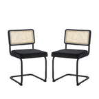 Set of Two Black Upholstered Velvet Dining Side Chairs