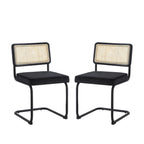 Set of Two Black Upholstered Velvet Dining Side Chairs
