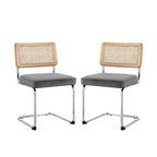 Set of Two Black Upholstered Velvet Dining Side Chairs