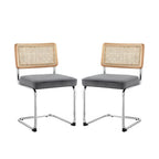 Set of Two Black Upholstered Velvet Dining Side Chairs