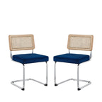 Set of Two Black Upholstered Velvet Dining Side Chairs