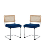 Set of Two Black Upholstered Velvet Dining Side Chairs