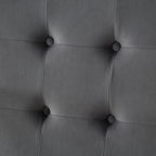 Set of Two Tufted Gray and Silver Metallic Upholstered Velvet Dining Arm Chairs