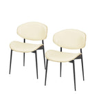 Set of Two Black Faux Leather and Wood Partially Open Back Dining Side Chairs