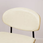 Set of Two Black Faux Leather and Wood Partially Open Back Dining Side Chairs
