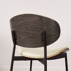 Set of Two Black Faux Leather and Wood Partially Open Back Dining Side Chairs