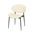 Set of Two Black Faux Leather and Wood Partially Open Back Dining Side Chairs