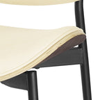 Set of Two Black Faux Leather and Wood Partially Open Back Dining Side Chairs