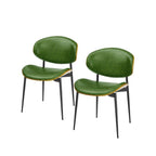 Set of Two Black Faux Leather and Wood Partially Open Back Dining Side Chairs