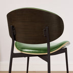 Set of Two Black Faux Leather and Wood Partially Open Back Dining Side Chairs