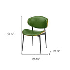 Set of Two Black Faux Leather and Wood Partially Open Back Dining Side Chairs