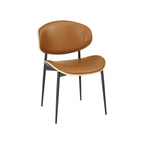 Set of Two Black Faux Leather and Wood Partially Open Back Dining Side Chairs