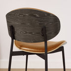 Set of Two Black Faux Leather and Wood Partially Open Back Dining Side Chairs