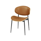 Set of Two Black Faux Leather and Wood Partially Open Back Dining Side Chairs