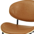 Set of Two Black Faux Leather and Wood Partially Open Back Dining Side Chairs