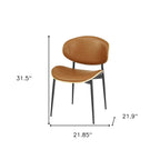 Set of Two Black Faux Leather and Wood Partially Open Back Dining Side Chairs