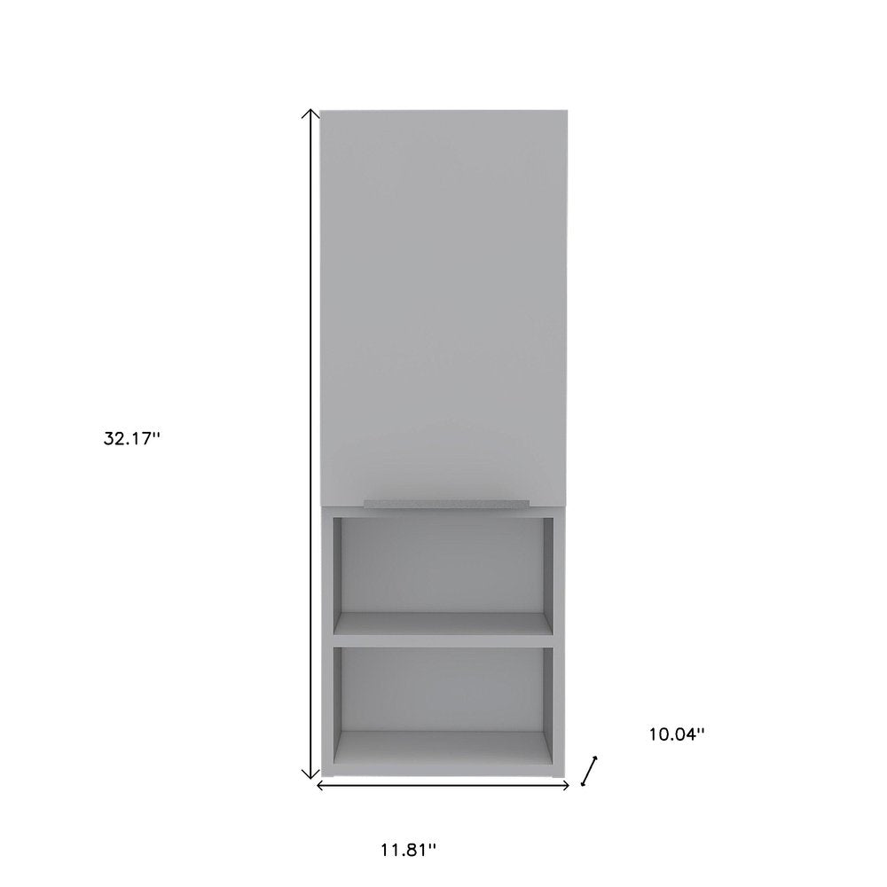 12" White Wood Wall Mounted Single Door Medicine Cabinet