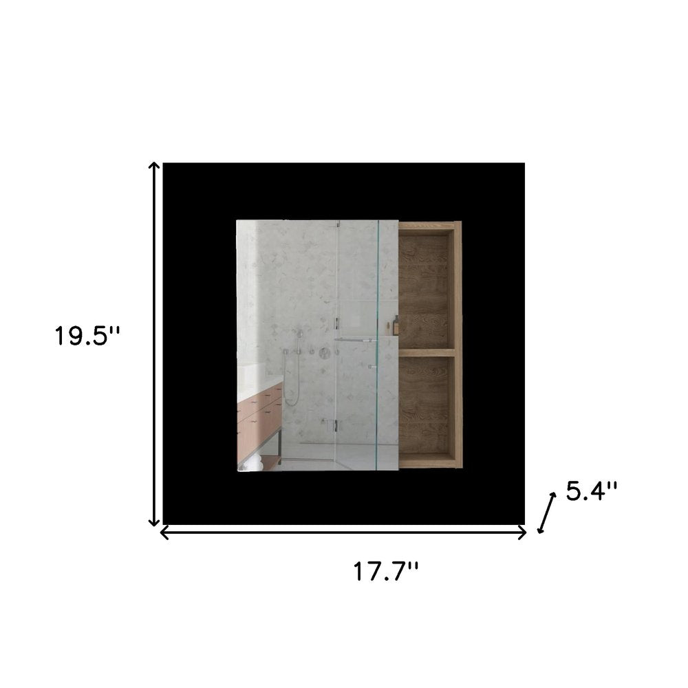 18" Natural Wood Wall Mounted Single Door Medicine Cabinet
