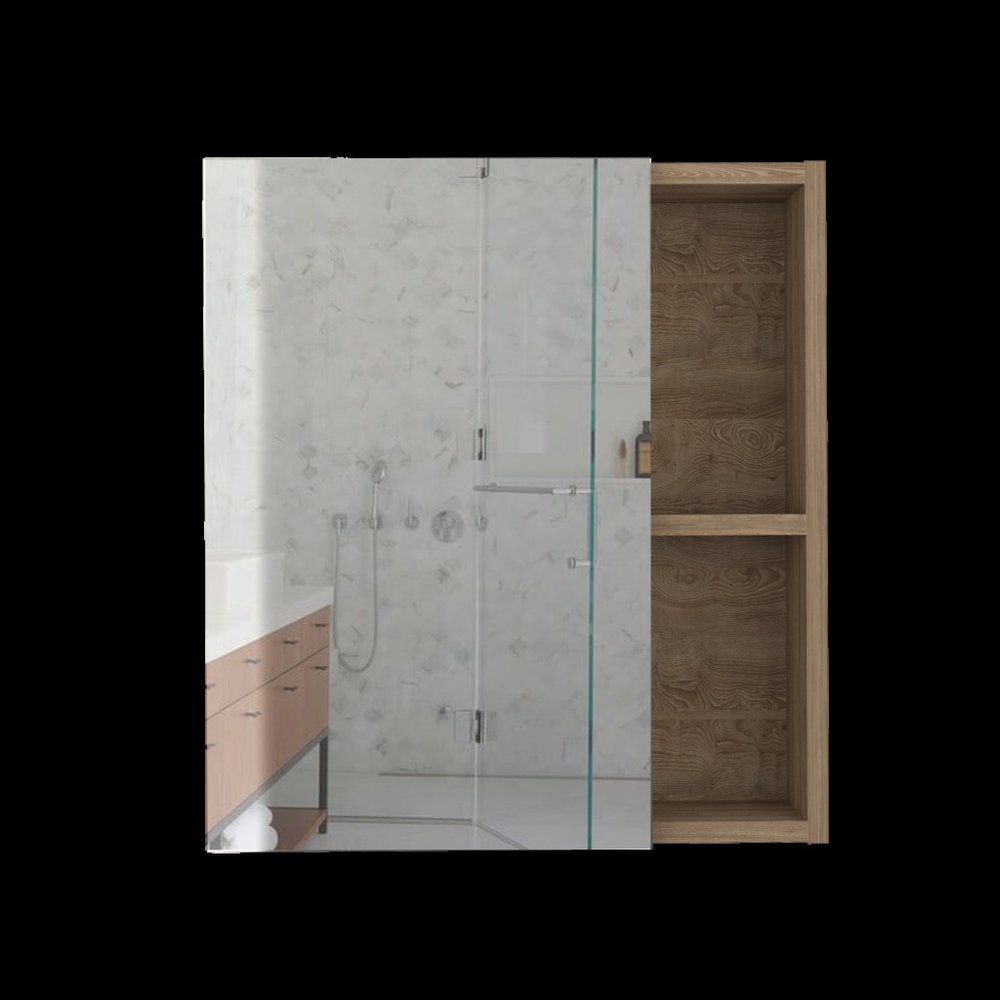 18" Natural Wood Wall Mounted Single Door Medicine Cabinet
