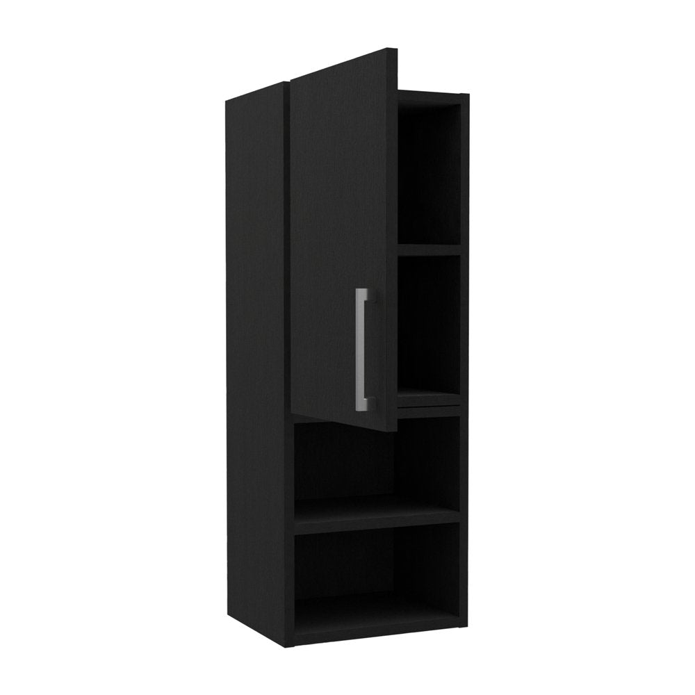 12" Black Wood Wall Mounted Single Door Medicine Cabinet