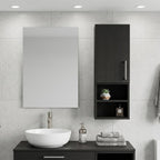12" Black Wood Wall Mounted Single Door Medicine Cabinet