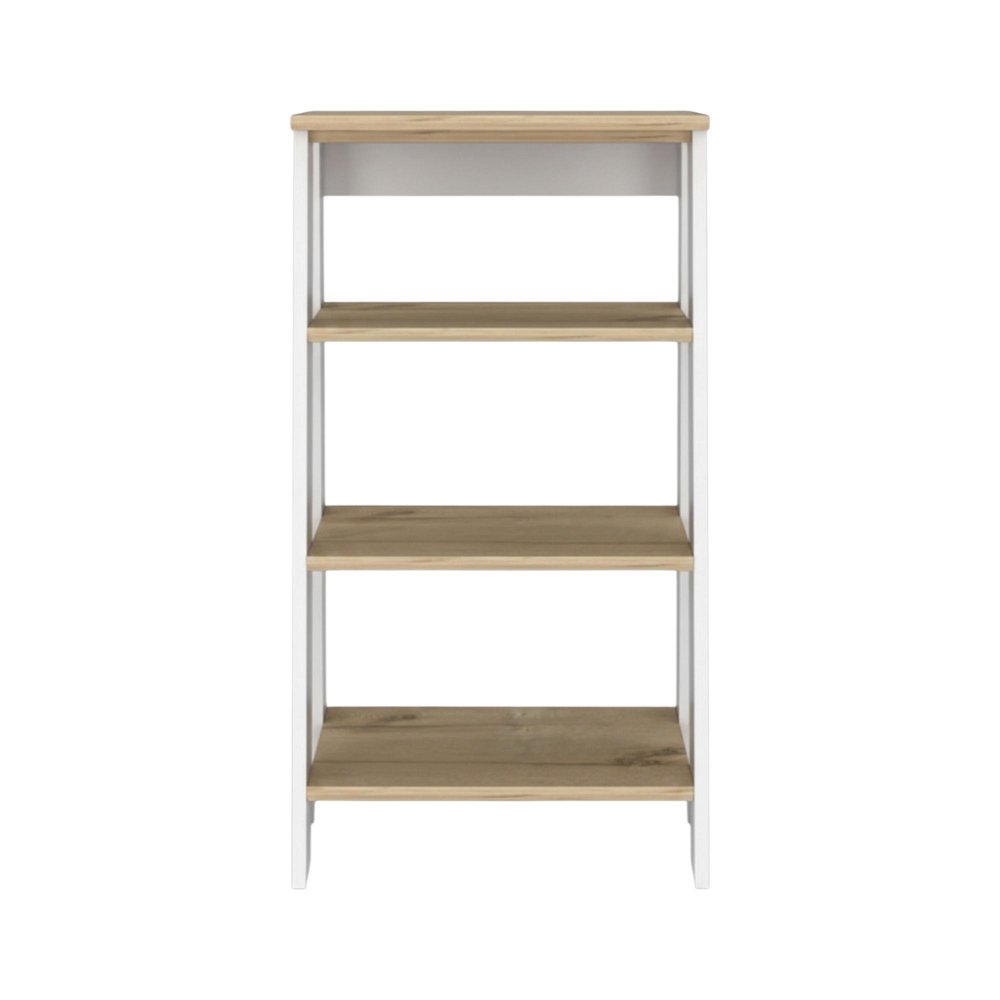 17" Natural And White Wood Linen Cabinet