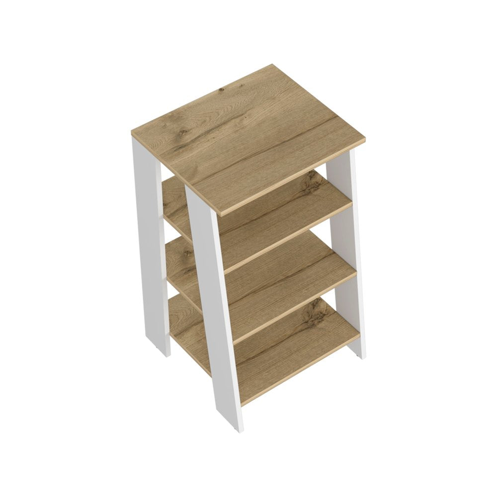 17" Natural And White Wood Linen Cabinet