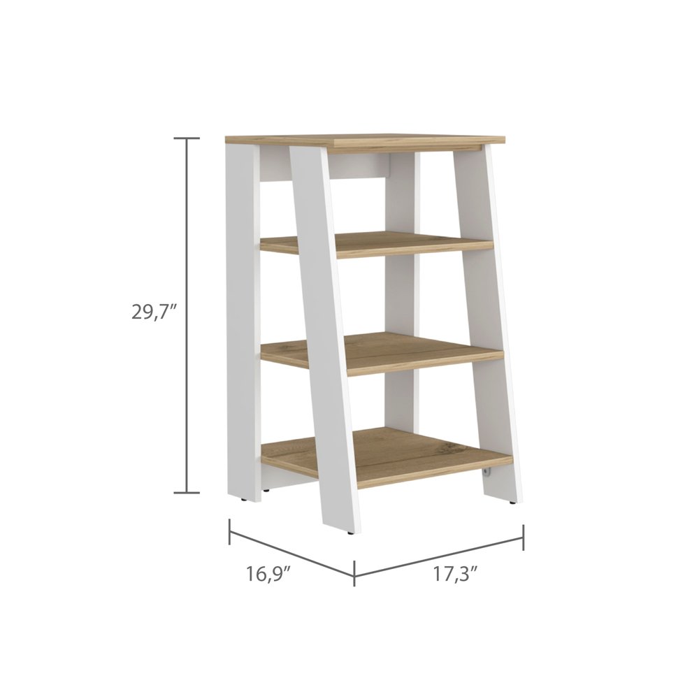 17" Natural And White Wood Linen Cabinet