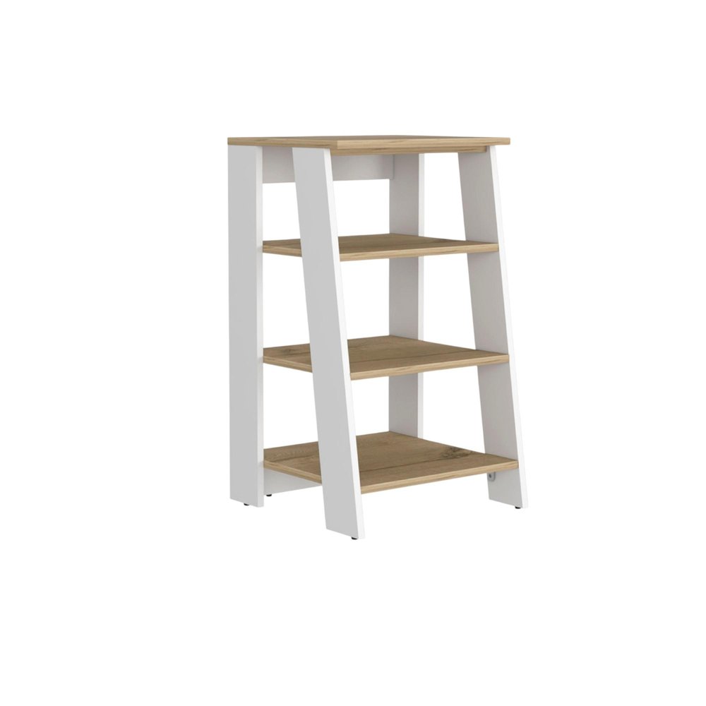 17" Natural And White Wood Linen Cabinet