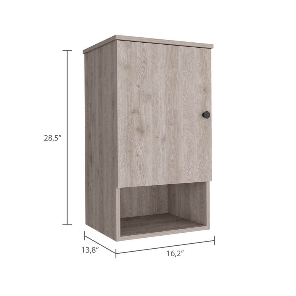 16" Light Gray Wood Wall Mounted Single Door Medicine Cabinet