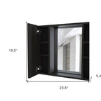 24" Black Wood Wall Mounted Double Door Medicine Cabinet