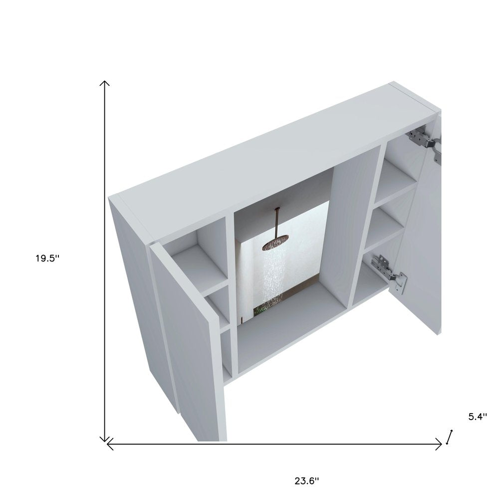 24" White Wood Wall Mounted Double Door Medicine Cabinet