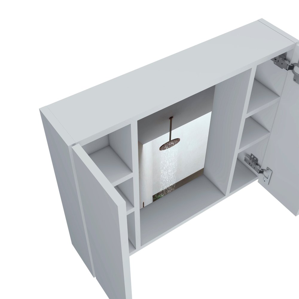 24" White Wood Wall Mounted Double Door Medicine Cabinet