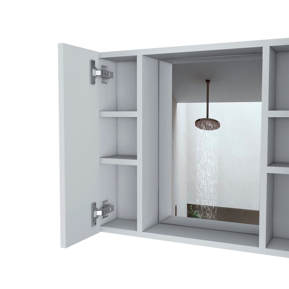 24" White Wood Wall Mounted Double Door Medicine Cabinet