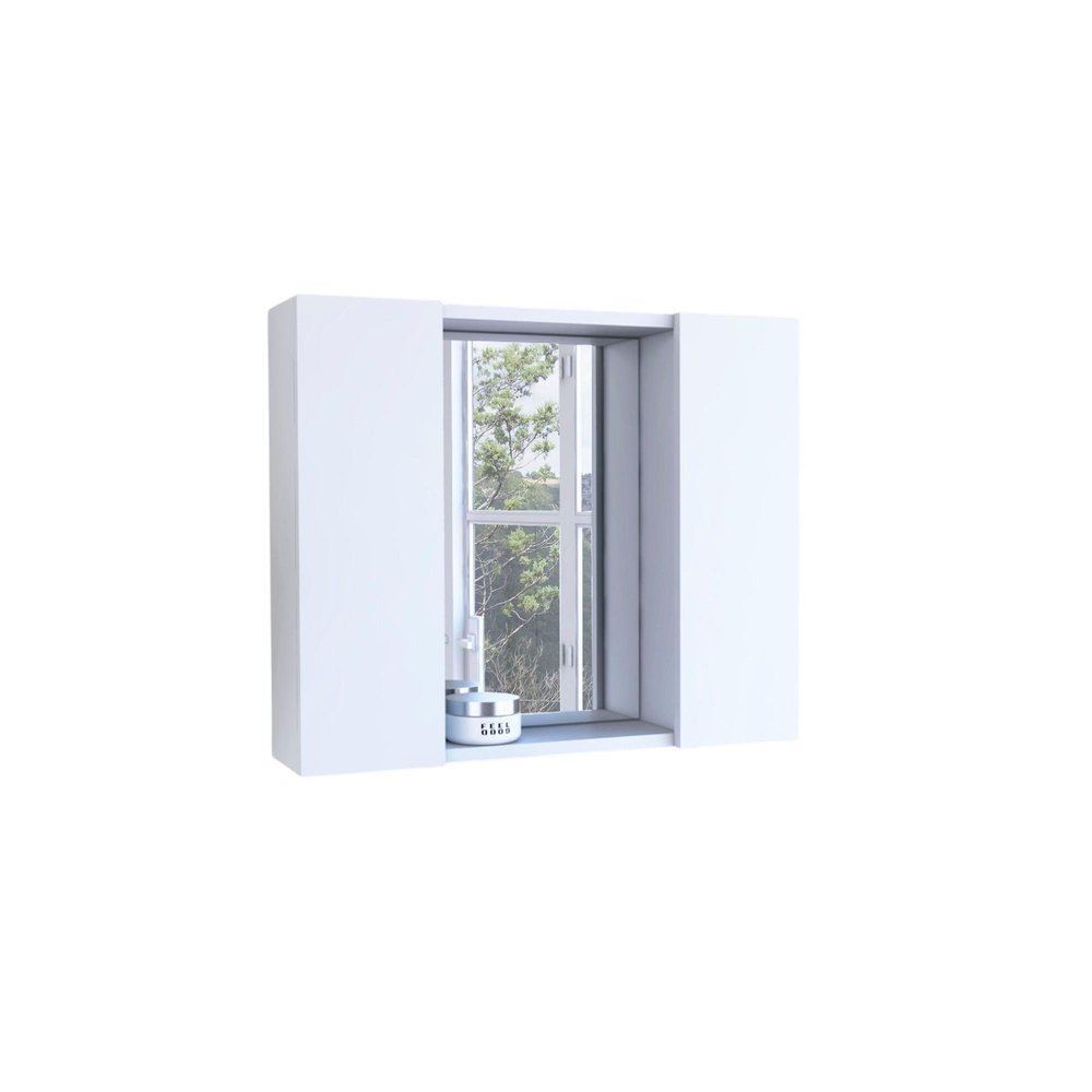 24" White Wood Wall Mounted Double Door Medicine Cabinet