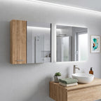 24" Natural Wood Wall Mounted Double Door Medicine Cabinet