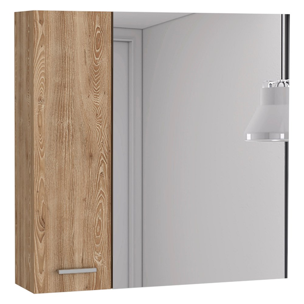 24" Natural Wood Wall Mounted Double Door Medicine Cabinet