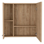 24" Natural Wood Wall Mounted Double Door Medicine Cabinet