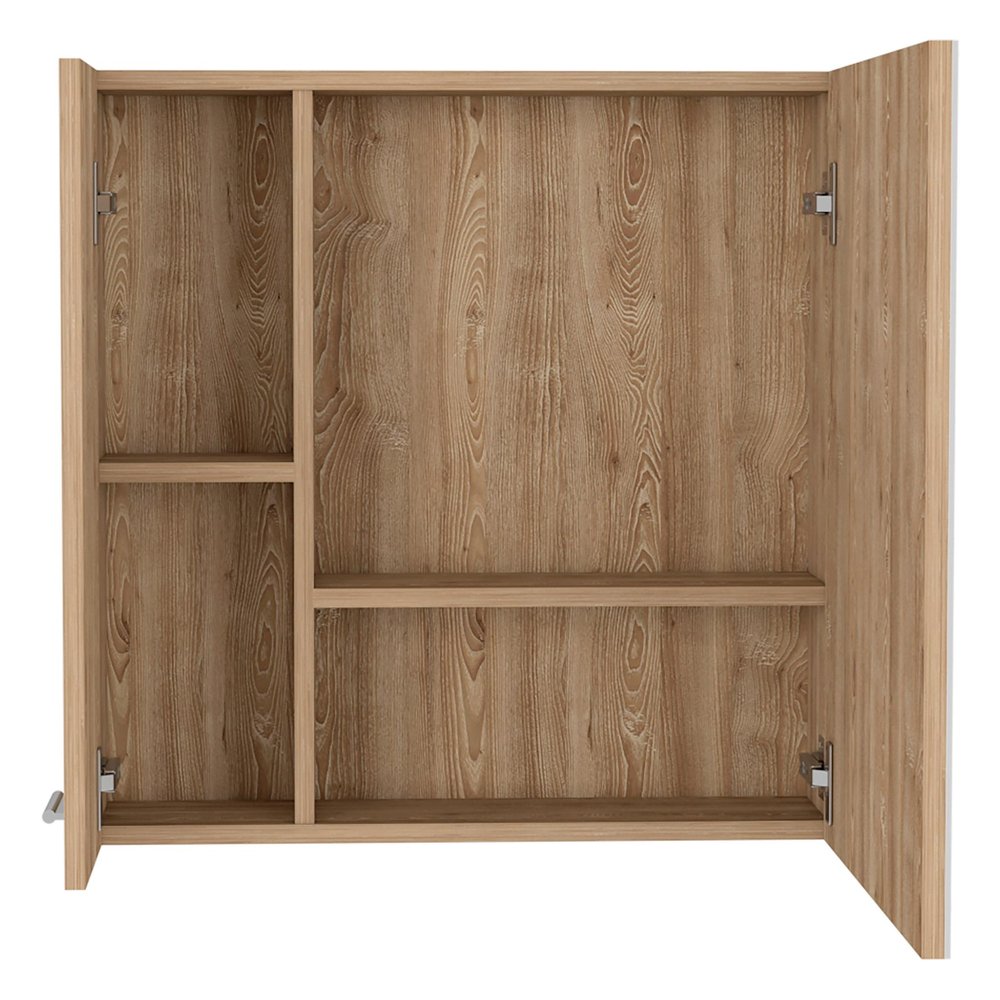 24" Natural Wood Wall Mounted Double Door Medicine Cabinet