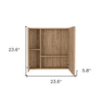 24" Natural Wood Wall Mounted Double Door Medicine Cabinet