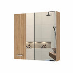 24" Natural Wood Wall Mounted Double Door Medicine Cabinet