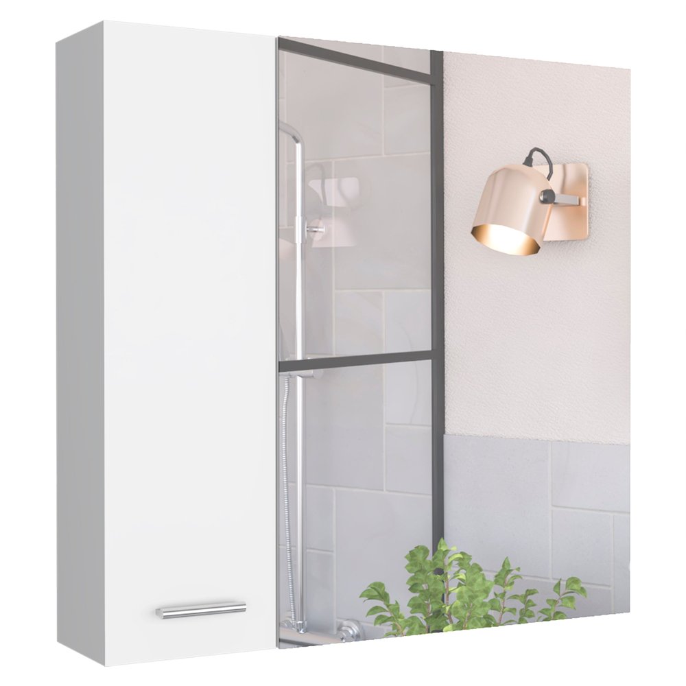 24" White Wood Wall Mounted Double Door Medicine Cabinet