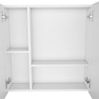 24" White Wood Wall Mounted Double Door Medicine Cabinet