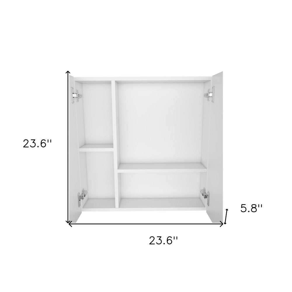 24" White Wood Wall Mounted Double Door Medicine Cabinet