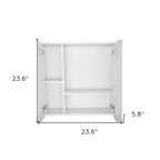 24" White Wood Wall Mounted Double Door Medicine Cabinet