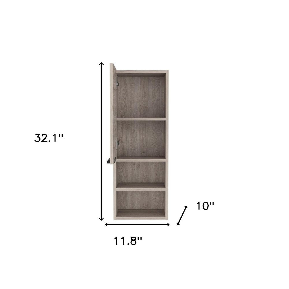 12" Light Gray Wood Wall Mounted Single Door Medicine Cabinet