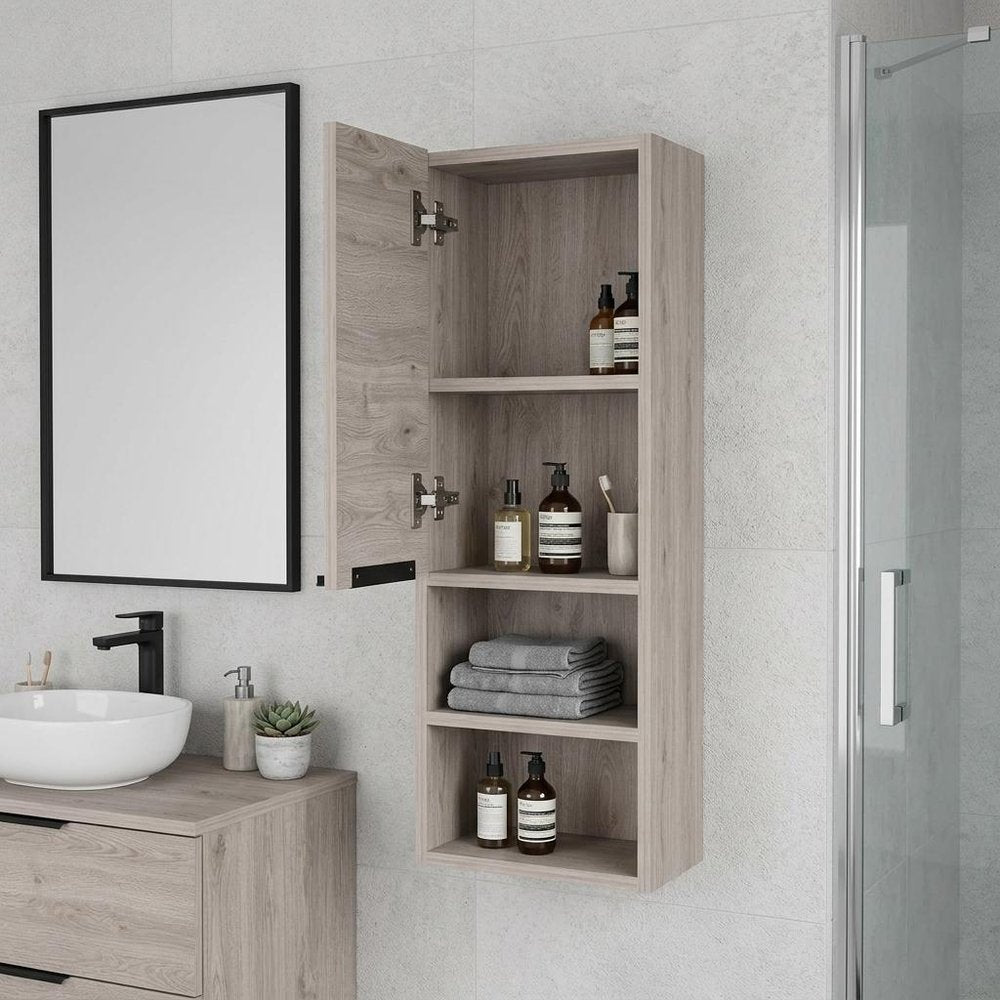 12" Light Gray Wood Wall Mounted Single Door Medicine Cabinet